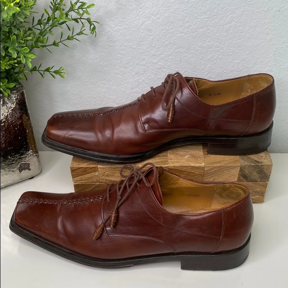 Mezlan Turbo Oxford Dress Shoe Brown Leather‎ Decorative Center Stitch 12US M